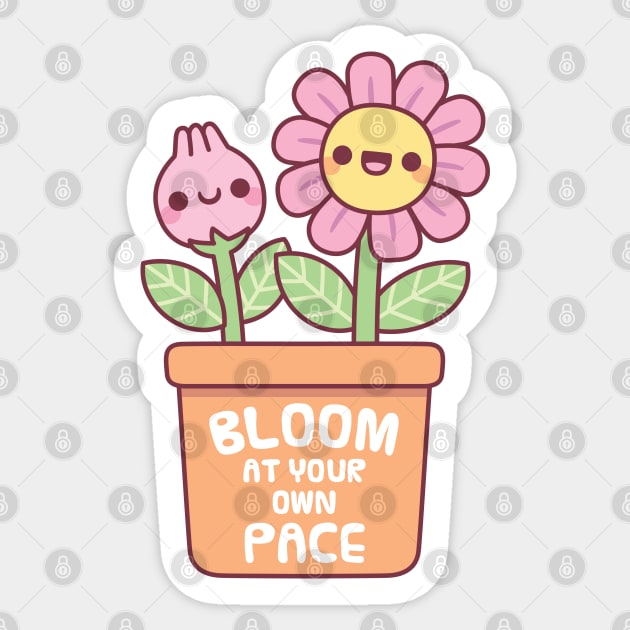 Cute Flower And Bud Bloom At Your Own Pace Sticker by rustydoodle